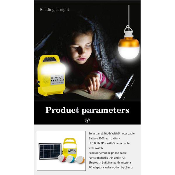 Система солнечной энергии СИД 9W портативная с поручать мобильного телефона