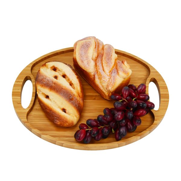 Овальная бамбуковая плоская деревянная поднос для подачи пищи