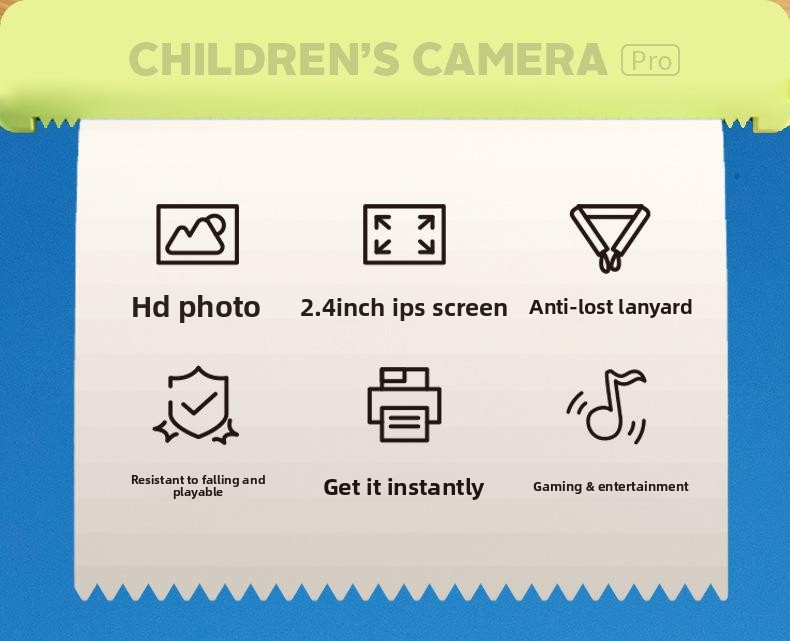DLC  Multi-Function HD Dual Lens Kids Instant Digital Camera, Photo & Video , High-Definition Girl's Toy, Birthday Gift for Kids