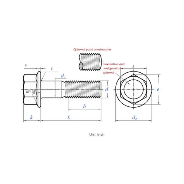 Carbon Steel B18.2.1 GR2 Flanged Hex Head Bolt