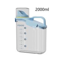 2000 ml Capacidade Caixa de almoço de plástico Recipiente de alimentos com linhas de graduação
