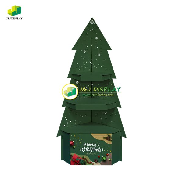 Christmas Tree POS Cardboard Floor Display Stand Foldable for Exhibition