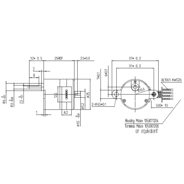 Микро- зацепленный Stepper мотор SM25 2 мотор участка 4-Wirer двухполярный шагая