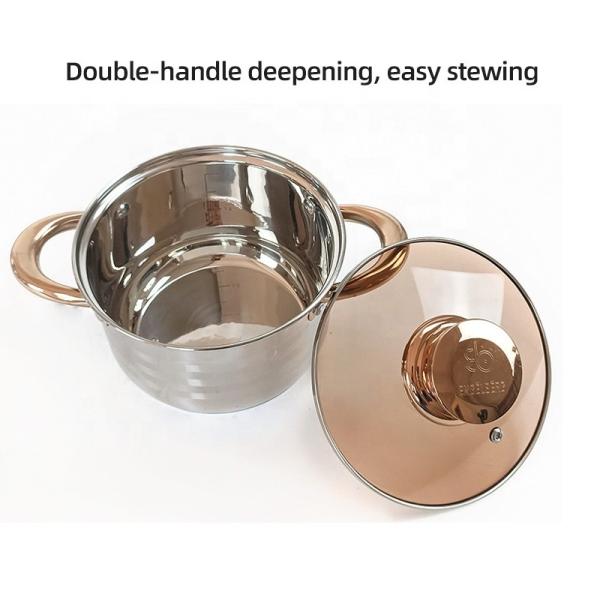 Home Cooking 12pcs Cookware Set Golden Handle Kitchen Pots Stainless Steel Cookware Pan Set Cooking Pot Set