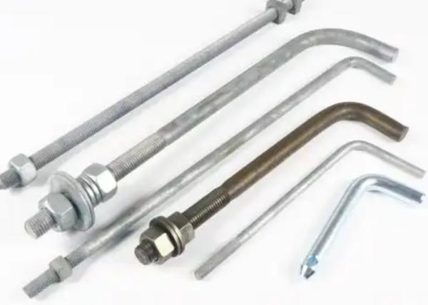Hot-Dip Galvanized J-Type Anchor metal Bolt M30 with Zinc-Flake Coating for Heavy Equipment Foundation Fixing