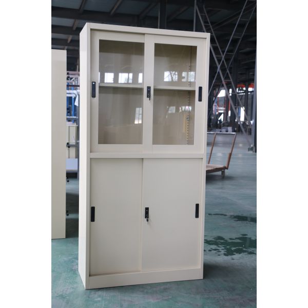 Стальная стеклянная структура кухонного шкафа Х1850*В900*Д400 раздвижной двери (ММ) КД для офиса