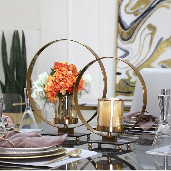 Marble Glass Decorative Candle Holder Centerpiece Vase Table Flower Holder