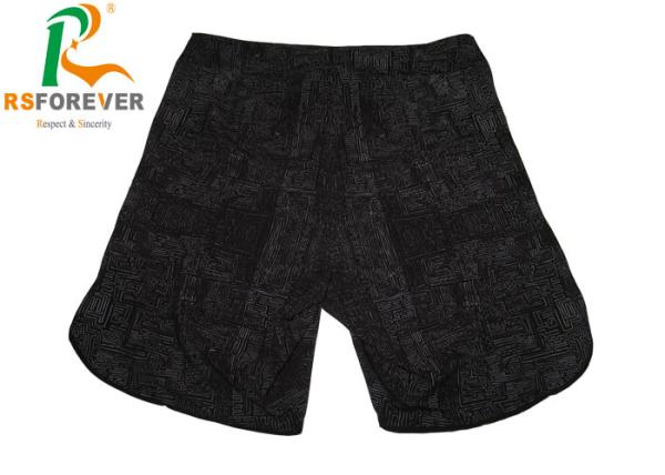 Water Repellent Men Board Shorts With Slit Leg Design Swimwear White String