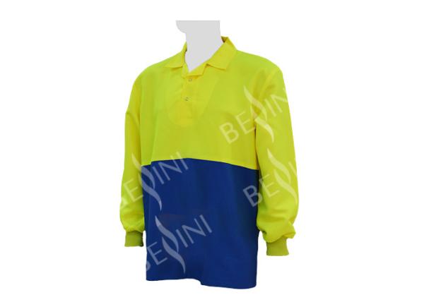 Two Tone Outdoor Custom Work Shirts Fluroscent Yellow Australian Size / Length
