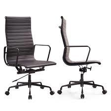 Black Powder Coated Ribbed High Back Office Chair Sleek Slimline Appearance