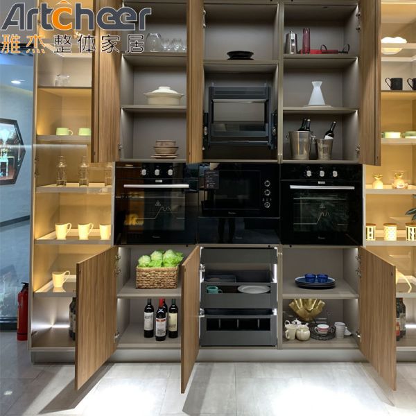 Ready to Ship Modern Kitchen Cabinet with Aluminium Frame and Glass Door for Kitchen Furniture