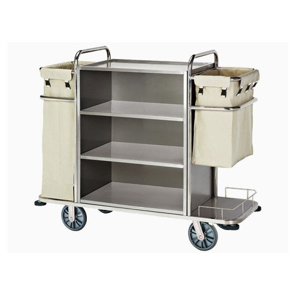 Small Room Service Trolley with Heavy Duty Refuse Bag Stainless Steel Powder - Epoxy Finish