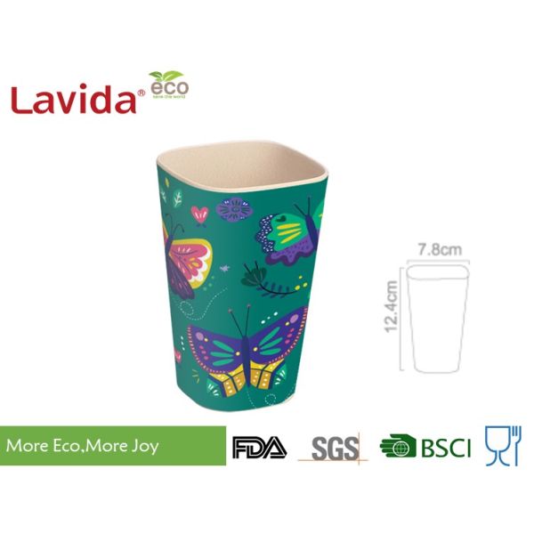 Solid Blue Organic Bamboo Fiber Travel Mug Heavy Metal Free Tasteless Shatter Proof