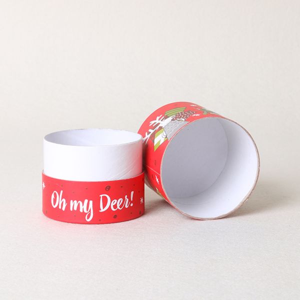 Red Round Xmas Gift Boxes Personality Printing 80x140mm For Gift Packing