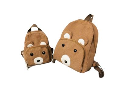 Unisex Kid Corduroy School Backpack With Zipper Closure Adjustable Straps