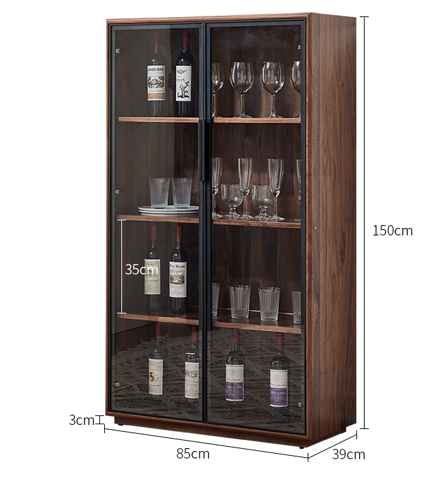 Altura del gabinete el 150cm de la habitación del estante del marco metálico 4 con la puerta de cristal