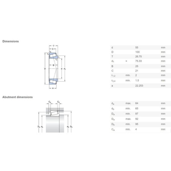 HR32211J Tapered Needle Bearing / Tapered Wheel Bearing Replacement 55×100×26.75mm