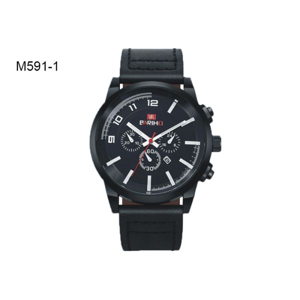 BARIHO Minimalist Analog Men's Quartz Watch Chronograph Leather Wristwatch M591