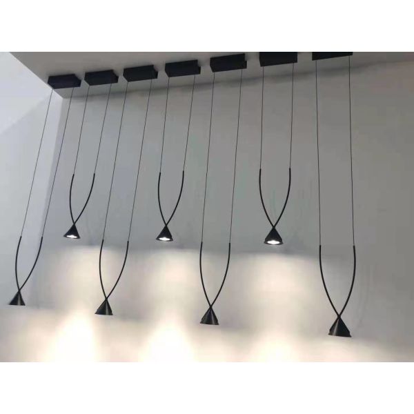 Modern Indoor Dining Room Black Pendant Restaurant Showroom Ceiling LED Chandelier
