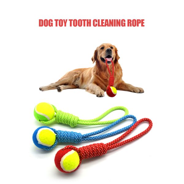 Toy Ball Plush Interactive Dog Cat Teething Toy Ball Pet Custom  Rope Teeth Cleaning