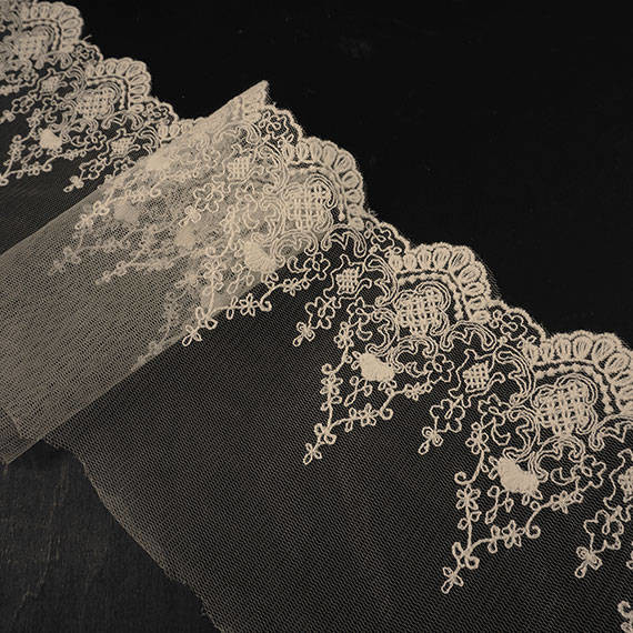 Вышитая отделка шнурка Тюль нейлона сетки хлопка Бридал, 5,2 дюйма Скаллопед отделка шнурка