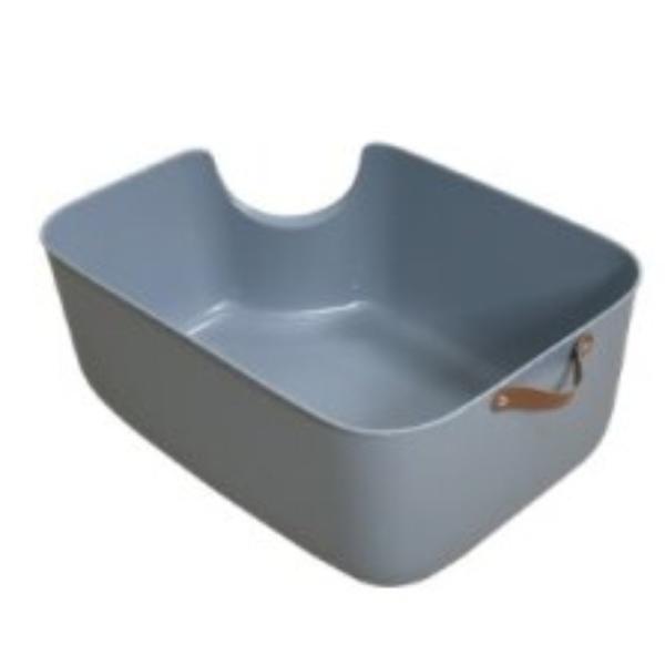 Facile à nettoyer 1085g boîte à litière semi-fermée pour chat petite boîte à litière bleu gris 55,5cm