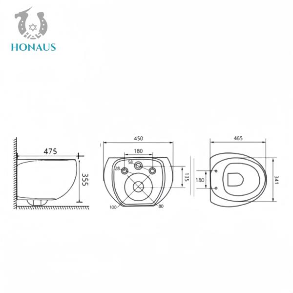 Modern Bathroom Wall Hung Toilet Bowl Egg Shape Easy Maintenance P Trap Ceramic White