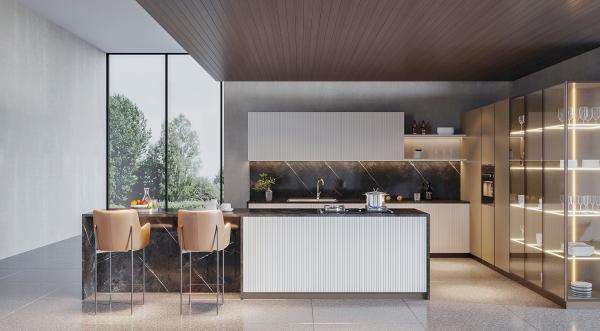Gabinete de cocina moderno con color personalizado y materiales duraderos