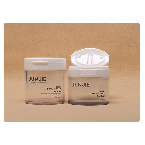 Frascos cosméticos PET con tapa abatible para el cuidado de la piel, tarros de crema de 100 g, 120 g, 150 g, 200 g, 250 g, juegos de tarros para almohadillas de algodón