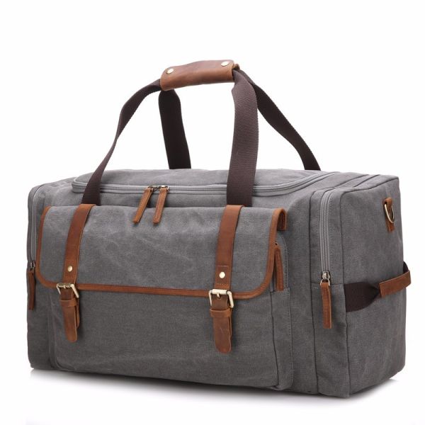 Washable Canvas Travel Duffel Bags Grey / Pink / Sliver Colors W31*D16*H44cm