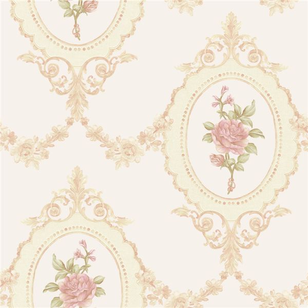 Damask Non Woven Wallpaper Removable American Style For Bedchamber