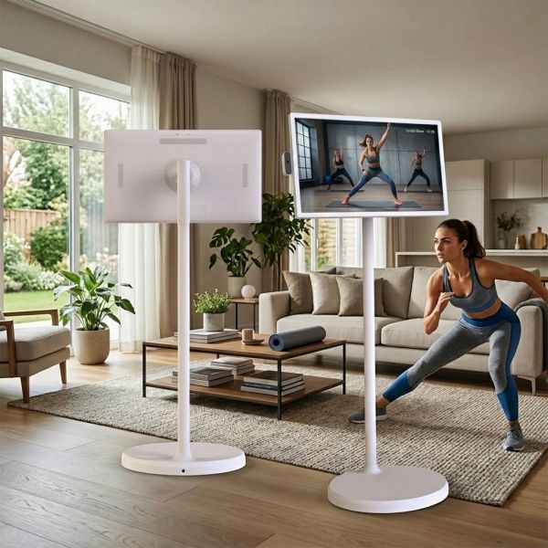24 Inch Movable Smart Screen with Stand Android 13 2K UHD Rotating Touch Monitor Battery Powered Portable Display for Home
