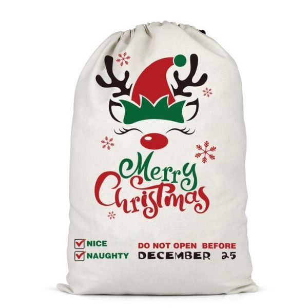 Customized Color and Custom Logo Accepted Christmas Portable Canvas Bags Reusable