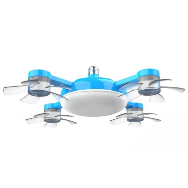 Ventilateur en forme de ventilateur avec télécommande Ventilateur de plafond avec lumière E27 Lampe de plafond pour drone pour la maison