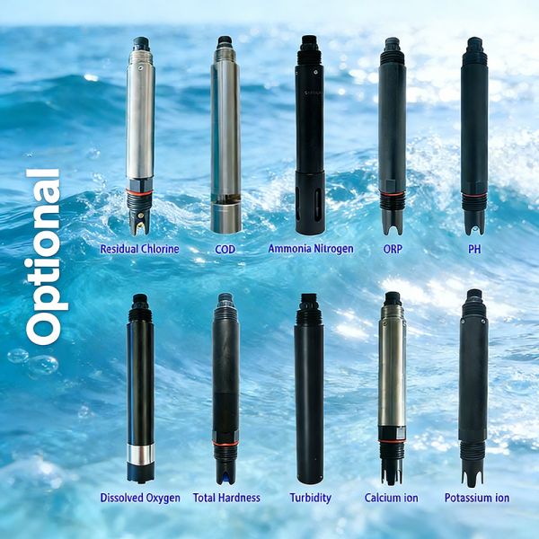 8-in-1 solar LoRaWAN water quality sensor (pH/COD/dissolved oxygen/ammonia nitrogen/conductivity/turbidity/ORP/temperature)
