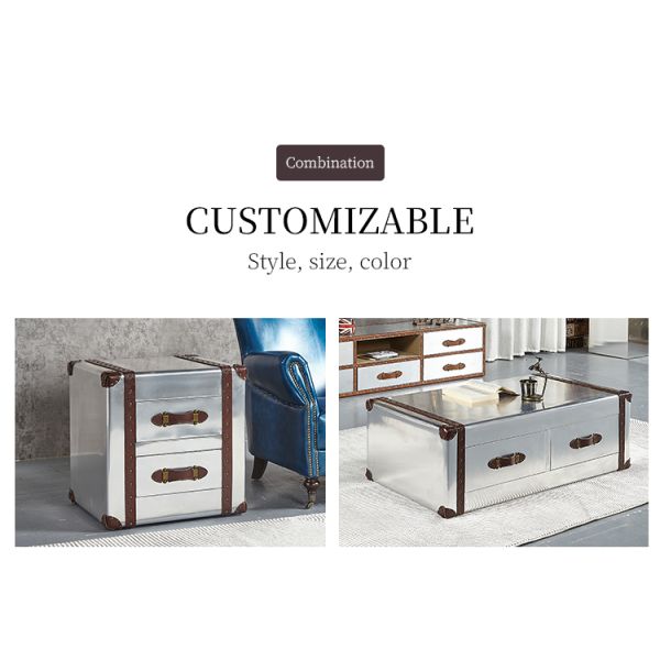 Nidea #321 Industrial-Style Aluminum Panel Riveted Metal Retro Handmade Durable Side Corner Table for Living Room Coffee Shops  Bars