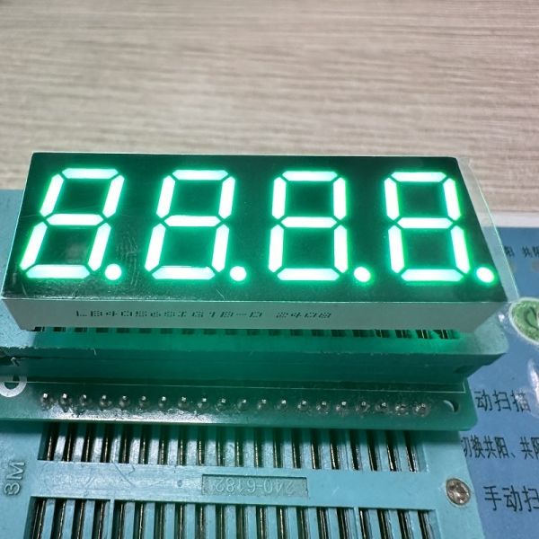 4-Digit 0.56-Inch (14.2mm) 7-Segment LED Display – Pure Green, Common Anode for Instrument Panels & Home Appliances