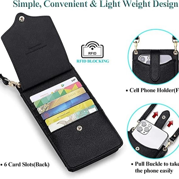 Small Cellphone Crossbody Wallet Synthetic Leather Material Cellphone Holder
