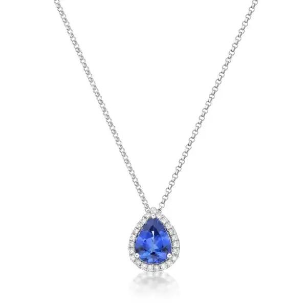 14K White Gold Heart Shaped Garnet Pendant Necklace , Petite Sapphire Chain Necklace
