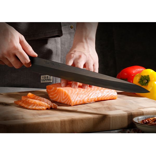 300mm Yanagiba Sushi Knife with Aogami Blue Steel #2 Core, DLC Coating, and Single Bevel Edge