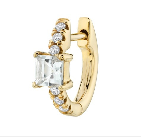 925 Sterling Silver Mini Gold Plated Baguette Hoop Huggie Earrings для женщин Ювелирные изделия