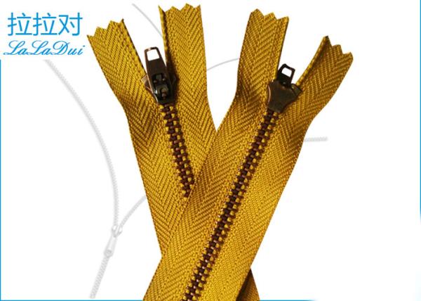 Metal Brass Reversible Separating Zipper , 6 Inch Separating Zipper For Cloth Pants