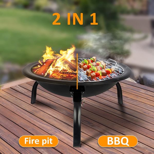 Outdoor Wood Burning Brazier Charcoal Barbecue Pit Steel For Camping Beach