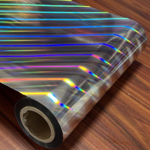 Custom Sized Printable Pillar Of Light Metalized Holographic Plastic Film For Boxes Cards
