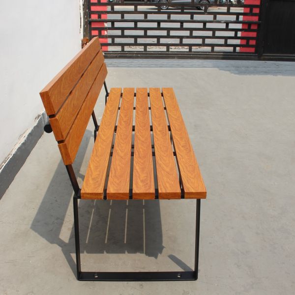 Street Furniture Metal Seating Bench Wood Grain Aluminum Commercial Long Garden Bench