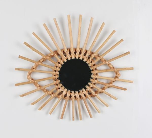 Handmade Craft Design Home Modern Lovely Woven Framed Wall Wood Wicker Willow Rattan Mirror Home Decorations