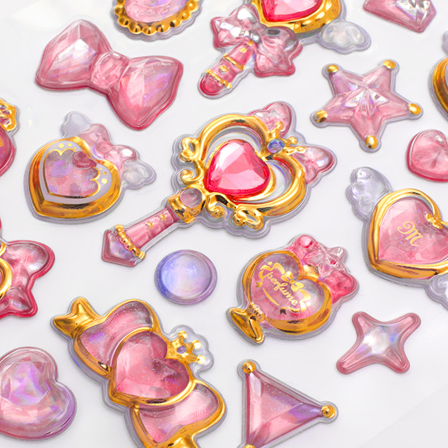 Magic Gem 3D Epoxy Resin Stickers For Kids Sparkly Decorative Fairy Wand Bubble Stickers