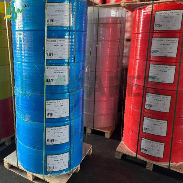 57gsm 60gsm NCR Carbonless Paper Rolls 12inch Rolls, CB White CFB Blue CF Canario