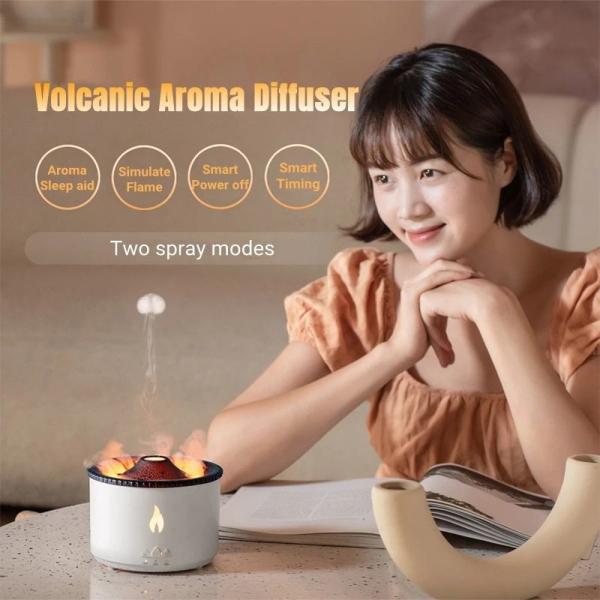 New Upgrade Simulation Blue Flame Volcano Aromatherapy Diffuser 360ml Jellyfish Mist Air Humidifier for Home Office Spa