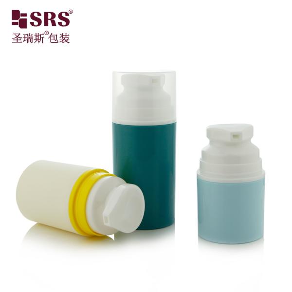 PA603 Injection personnalisée couleur brillante verte blanche violette rose ronde bouteille de lotion sans air avec pompe